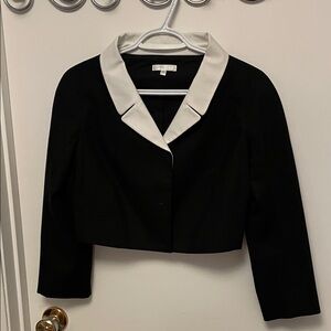 Women’s PAULE KA Black Cropped Blazer with White Collar Size 38
